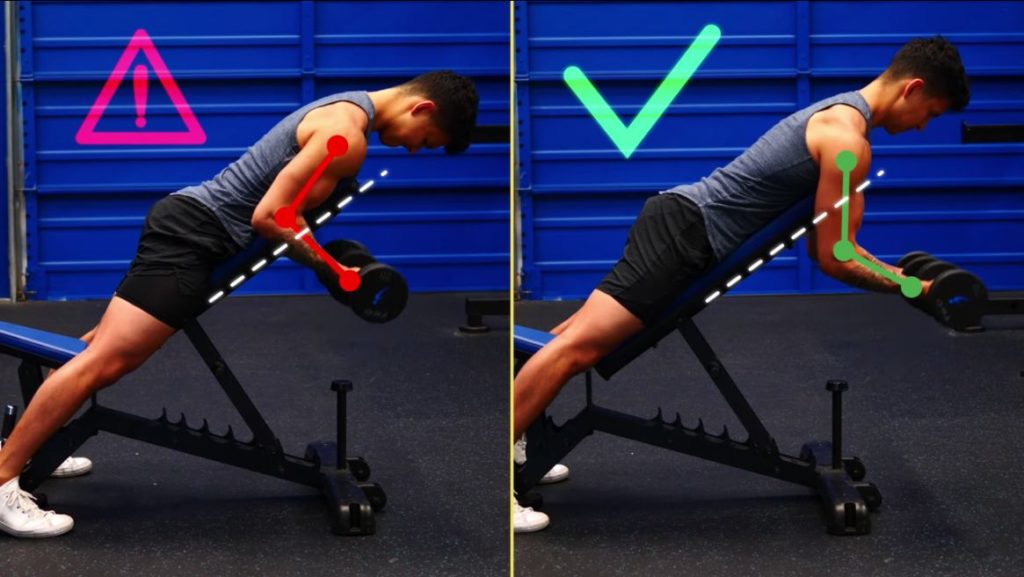 Resist the urge to let your elbows move back toward your body as you curl the weight up