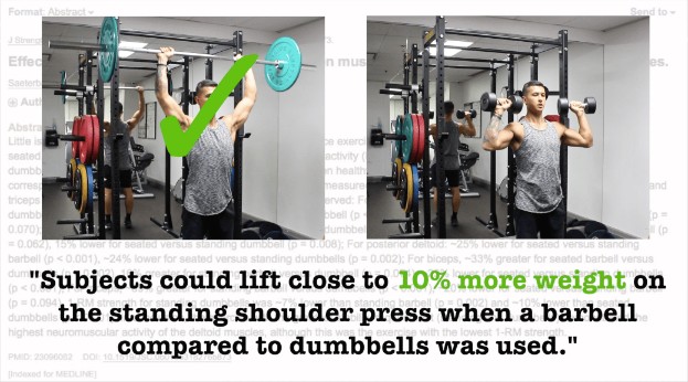 dumbbell vs barbell shoulder press