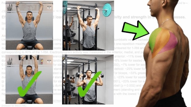 shoulder press activation barbell vs dumbbell